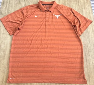 Nike Dri-Fit Texas UT Longhorns Polo Shirt Men’s 3XL Golf Striped Burnt Orange - Picture 1 of 14