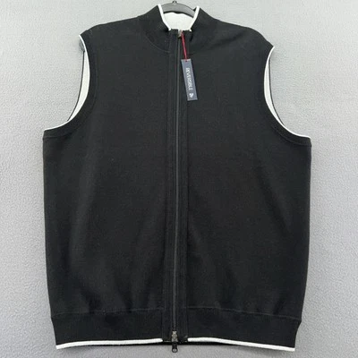 Daniel Cremieux Chaleco Para Hombres Talla L Negro Sin Mangas Cremallera Completa Tejido Chaleco Reversible Foto 1 de 4