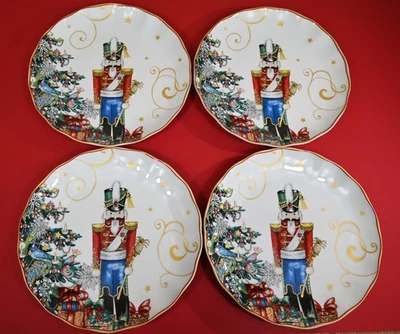 Williams Sonoma Twas the Night Before Christmas Nutcracker Dinner Plates S/4 New - Image 1 of 4