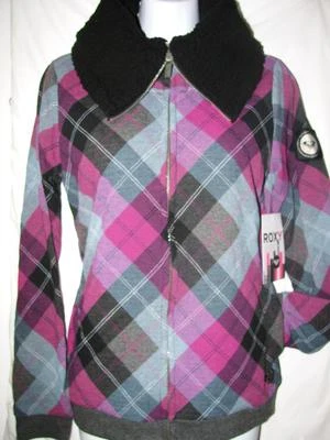 Jaqueta de moletom vintage logotipo Roxy colarinho de pele Sherpa US$ 68 nova com etiquetas M - Imagem 1 de 4