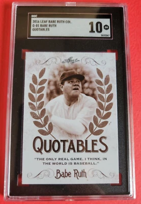 Tarjeta de Babe Ruth Clasificada SGC 10 GEMA COMO NUEVA 2016 HOJA BABE RUTH COLECCIÓN COTIZABLES Foto 1 de 2