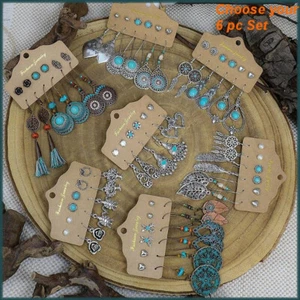 NEW Lot of 6 Stud/Dangle/Drop  South Western Turquosie Silver Earrings - Picture 1 of 8