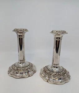 Antique Pair of Georgian Sheffield Plate Silverplate Candlestick Holders - Picture 1 of 8