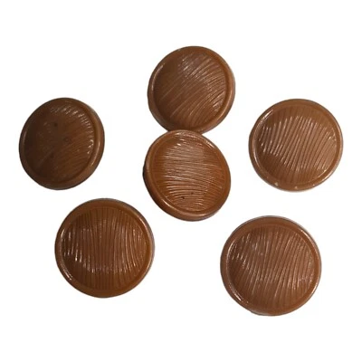 Lot 6 Medium Buttons VTG Brown Textured Wood Grain Size 22mm Shank - Image 1 of 4