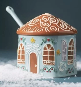 Anthropologie Ingwer Steinzeug Zuckerdose und Löffel Neu - Bild 1 von 4