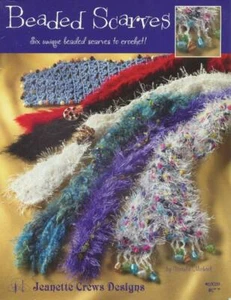 JEANETTE CREWS CROCHET BEADED SCARVES 6 UNIQUE DESIGNS OOP - Afbeelding 1 van 1