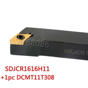 Soporte para herramienta de torneado de torno SDJCR1616H11 16 x100 mm + 1 pieza insertos de carburo DCMT11T308 - Imagen 1 de 7