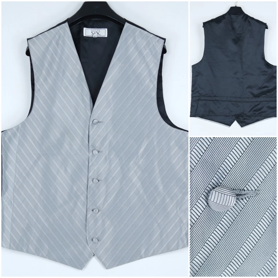 Mens Waistcoat XL Size UK 46 Vintage Grey Striped AFTER SIX Business Dress Vest - Image 1 of 4