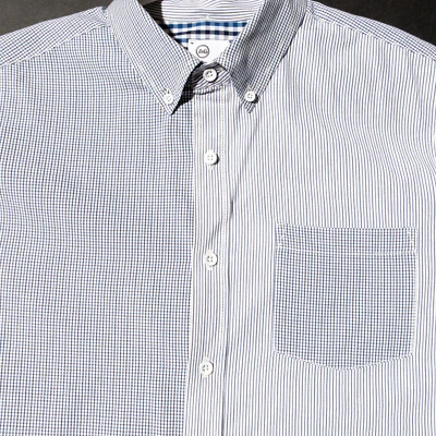 AG Adriano Goldschmied Blue White Black Fun Shirt Checks and Stripes Men's L - Image 1 of 4