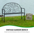 54" Rustic Garden Chair Bench Metal Outdoor Furniture For Park Patio Deck Yard