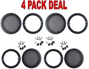 4 Pcs 4.5" Inch Car Speaker Woofer Steel Mesh Grill with Speed Clips and Screws