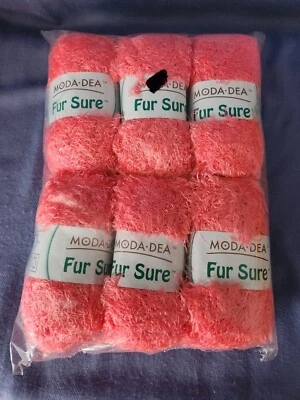 Coats Moda Dea Fur Sure Super Bulky Yarn  Like Coral 3259 Lot of 6 NOS - Image 1 of 4