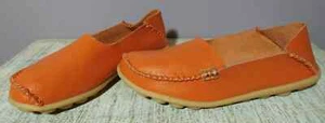 Women's Hand-made Leather Loafers Pumpkin-red EU size 41 (US 10-10.5) - Picture 1 of 4