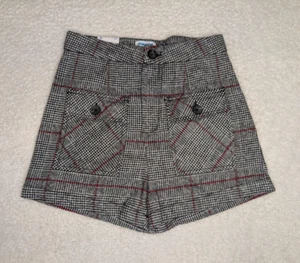 MAYORAL Black White Plaid Checkered Dressy Shorts Girls 8 Adjustable Waist NWT - Picture 1 of 9
