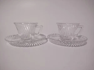 Vintage Federal Glass "DIANA" Swirl Clear Demitasse Tea Cup & Saucer - Bild 1 von 8