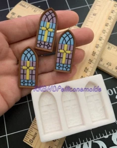 Church- Castle Windows handmade Silicone Mold for crafts - Picture 1 of 5