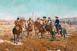 Estampado artístico occidental de Giclee Custer's Demand de Charles Schreyvogel + envío gratuito - Imagen 1 de 3