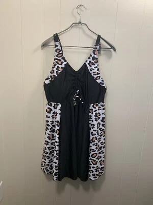 Mujer 3XL Vestido de Baño Estampado Animal Negro Blanco Largo Playa Piscina Vacaciones L4 Foto 1 de 4