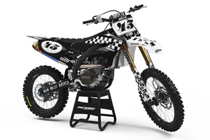 KLX 110L Custom dirt bike graphics checkers black - Picture 1 of 3