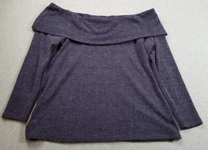 NEW Lane Bryant Sweater Women’s 14 16 Blue Long Sleeve Off the Shoulder Stretch - Picture 1 of 15