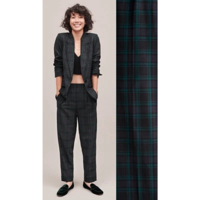 J. Crew NEW Green & Blue Bi-Strech Wool Tapered Pant Black Watch Tartan Plaid 22 - Image 1 of 4
