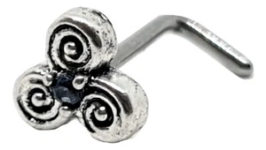Borchia naso Triskele Triskelion Aqua CZ Center 20 g (0,8 mm) acciaio 316 L p... - Foto 1 di 4