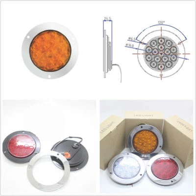 Remolque de camión 12V 24V aleación y plástico 16 LED luz trasera redonda lámpara de reversa de respaldo Foto 1 de 4