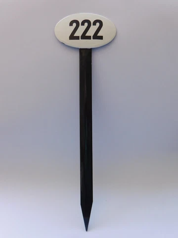 Vintage Sweden Enamel Porcelain Garden / Yard House Number 222 Sign on Stick Cover