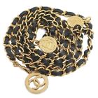 CHANEL BELT AUTH Coco chain CC Gold 3 Coins Medal Logo Vintage Necklace used