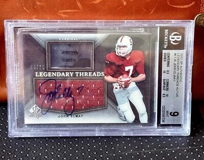 2012 SP Authentic John Elway Legendary Auto /10 BGS 9 Auto 10 Pop 2  - Image 1 of 2