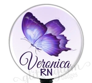 Butterfly Personalized Retractable Badge Reel, Custom Butterfly Badge ID 1260 - Picture 1 of 9