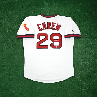 Rod Carew signed California Angels Cooperstown Home White Jersey PSA/DNA - Image 1 of 4