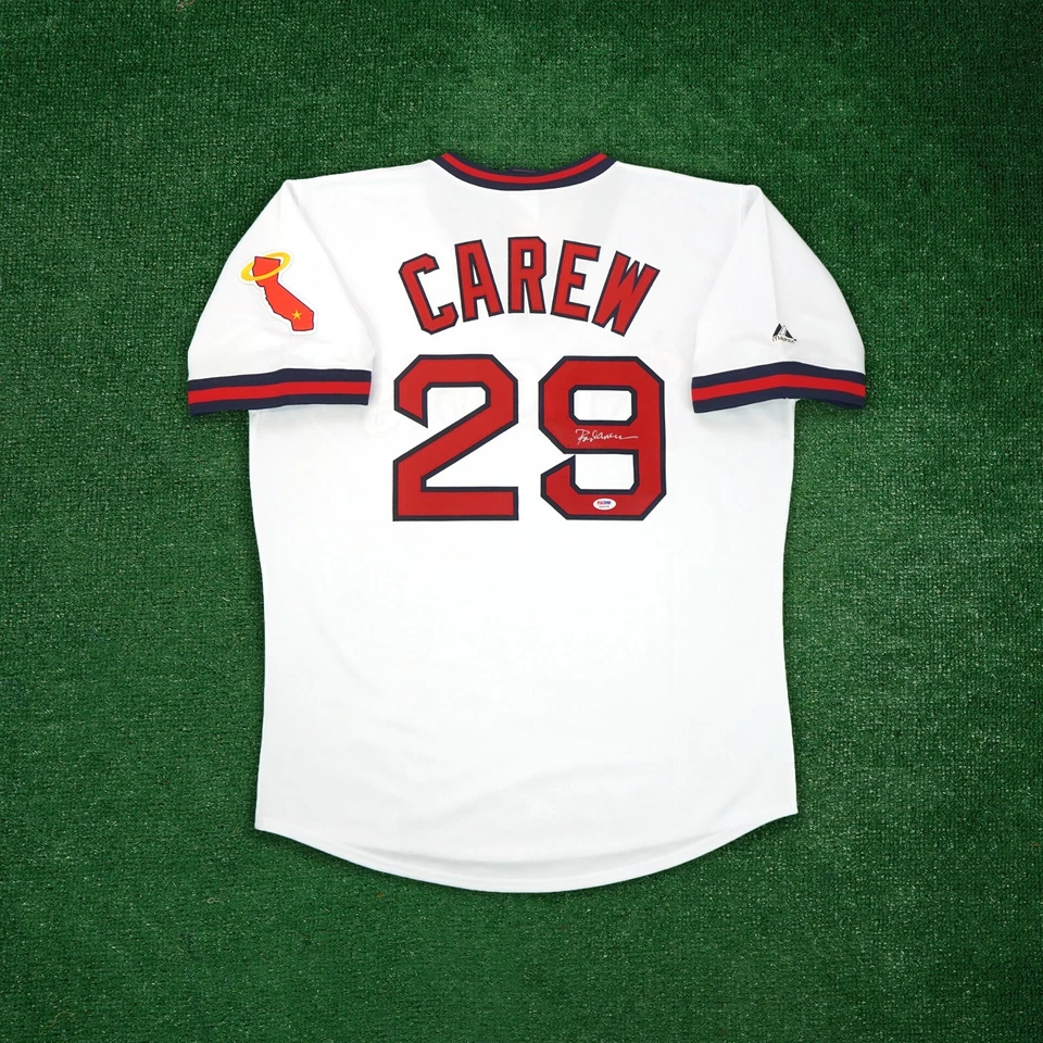 Rod Carew signed California Angels Cooperstown Home White Jersey PSA/DNA - Image 1 of 4