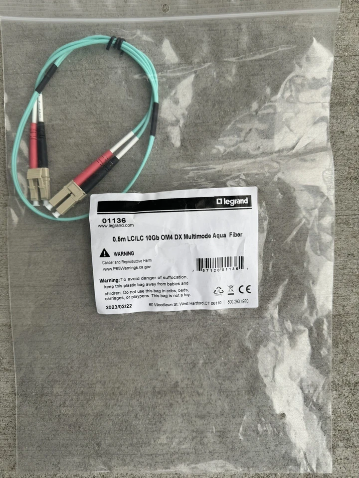 C2G 01136 0.5M LC/LC 10Gb OM4 Multimode PVC Fiber Optic Cable Aqua - Image 1 of 1