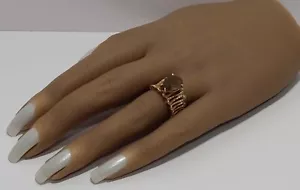 10k Yellow Gold Light Brown Teardrop Stone Ring - Size 7 - Picture 1 of 12