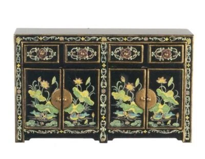 Casa Delle Bambole Credenza Cinese Orientale Nera Laccata JBM Mobili 1:12 - Immagine 1 di 4