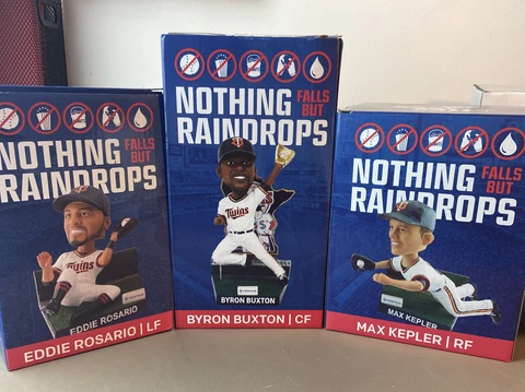 Minnesota Twins Nothing Falls but Raindrops Bobbles Set (Buxton, Kepler Rosario) Cover
