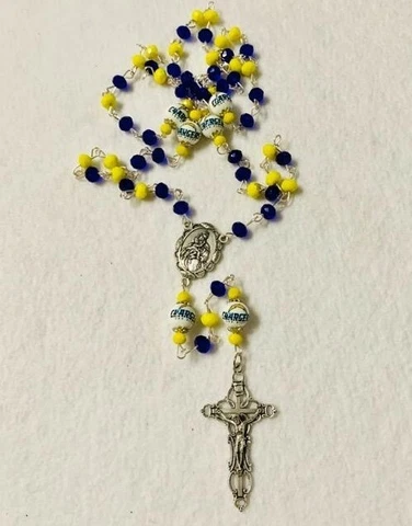 LOS ANGELES CHARGERS ROSARY ORNAMENT SAN DIEGO NECKLACE GLASS BEADED FOOTBALL Cover