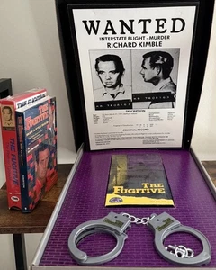 The Fugitive 1960s Vintage TV Series LOT VHS Promo Ed 90s Audiobook & Handcuffs - Picture 1 of 14
