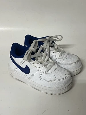 Nike Air Force 1 Cuero Blanco Azul Real TD Niño Pequeño Talla 7C Tenis Foto 1 de 4