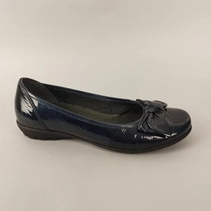 Gabor Shoes Womens 4.5 Ballet Flats Navy Patent Leather Ballerina Pumps Slip On - Picture 1 of 13