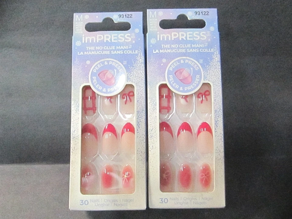imPRESS Yule Be Happy Holiday Bows French No Glue Mani 30 Nails (M)