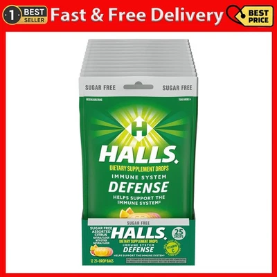 Halls Defense Surtido Citrus Sin Azúcar Vitam en C Gotas, Suplemento Dietético Foto 1 de 4