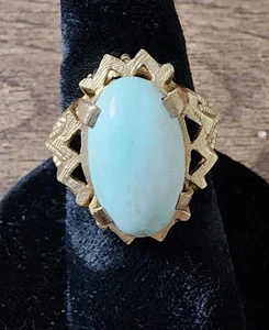 14kt Gelbgold Vintage Türkis Ring DAMEN GR. 7 A* - Bild 1 von 9