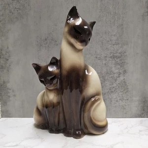 Vintage MCM Howard Kron Siamese Cat and Kitten TV Lamp Ceramic - No Light System - Picture 1 of 10