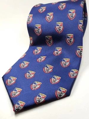 COLECCIÓN JARDÍN Corbata Vintage 100% Seda Para Hombre Águila Pájaro Colegio Logo Azul NUEVO Foto 1 de 4