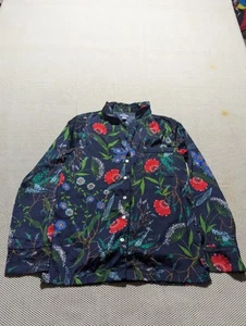 AERIE Women's Pajama Top Blue Floral Rise & Shine Long Sleeve Button Up Size XS - Picture 1 of 5
