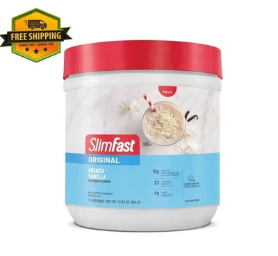 Polvo batido de reemplazo de comidas SlimFast Original, vainilla francesa, 12,83 oz (14 Foto 1 de 4