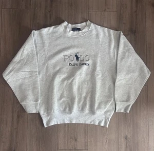 Felpa Polo Ralph Lauren Vintage Taglia XL Blu Made In USA Logo Big Pony Rara - Foto 1 di 7