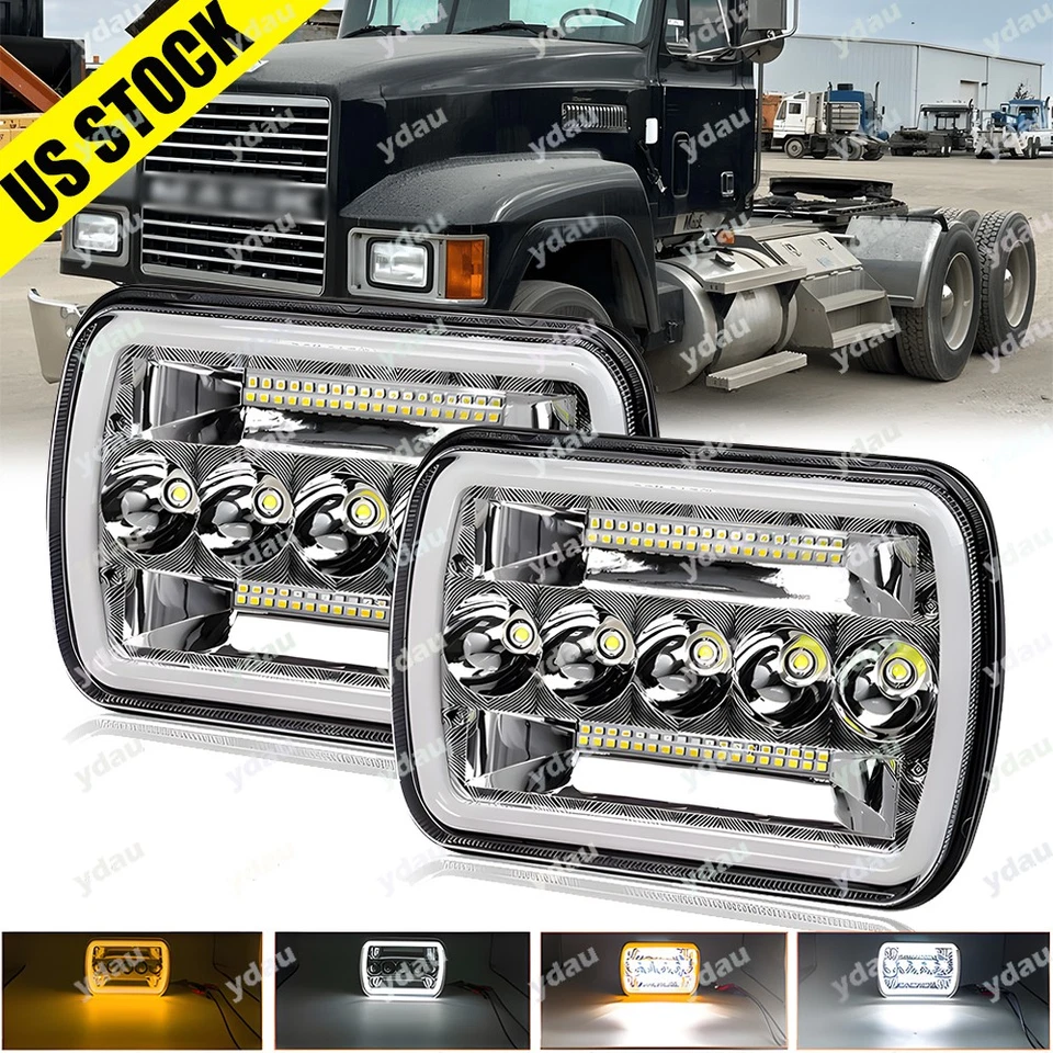 Par de faros LED DRL de 7X6 5X7"" haz alto/bajo para camión Mack CH CH600 MS300P CS200P Foto 1 de 4